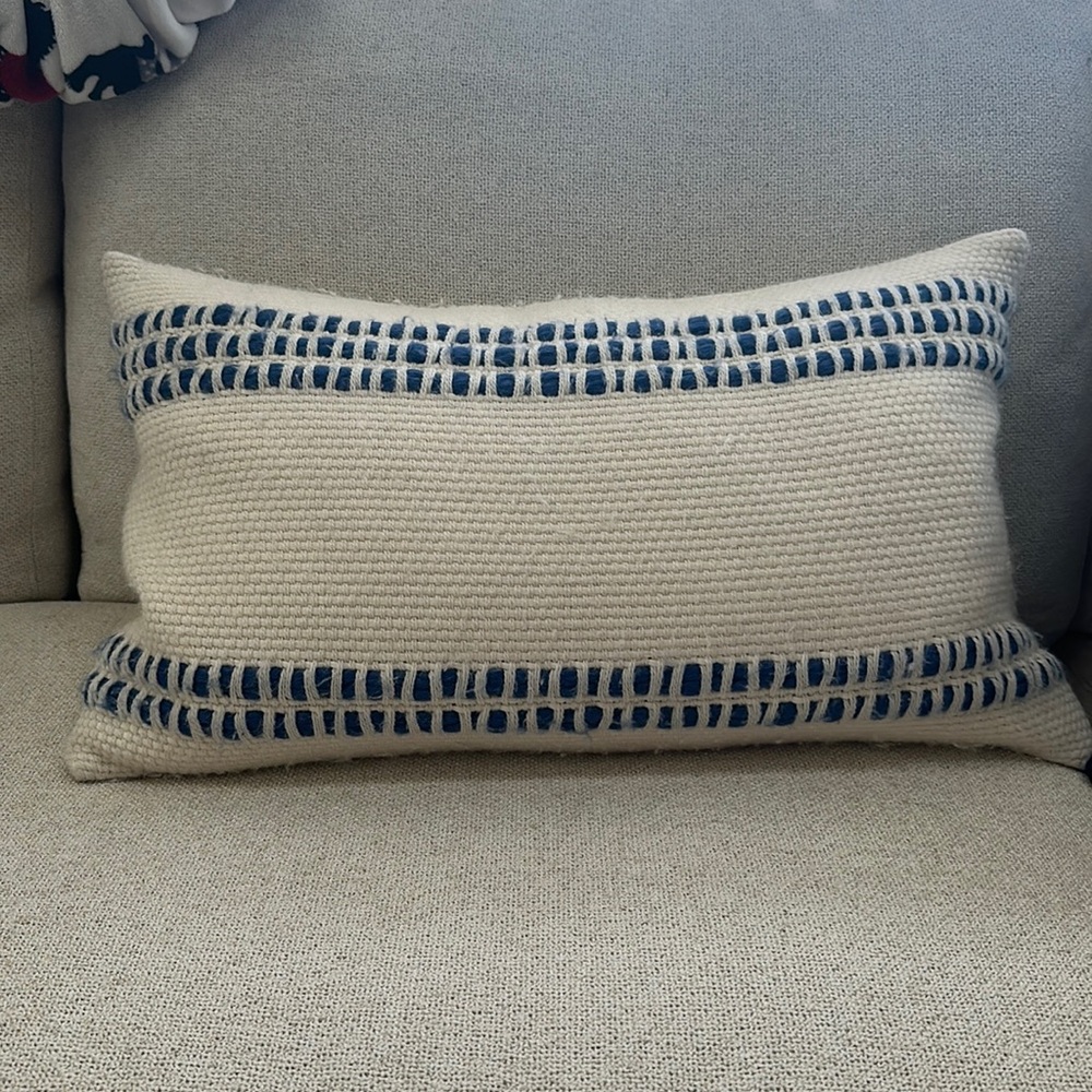Pottery Barn Reed Striped Lumbar Pillow